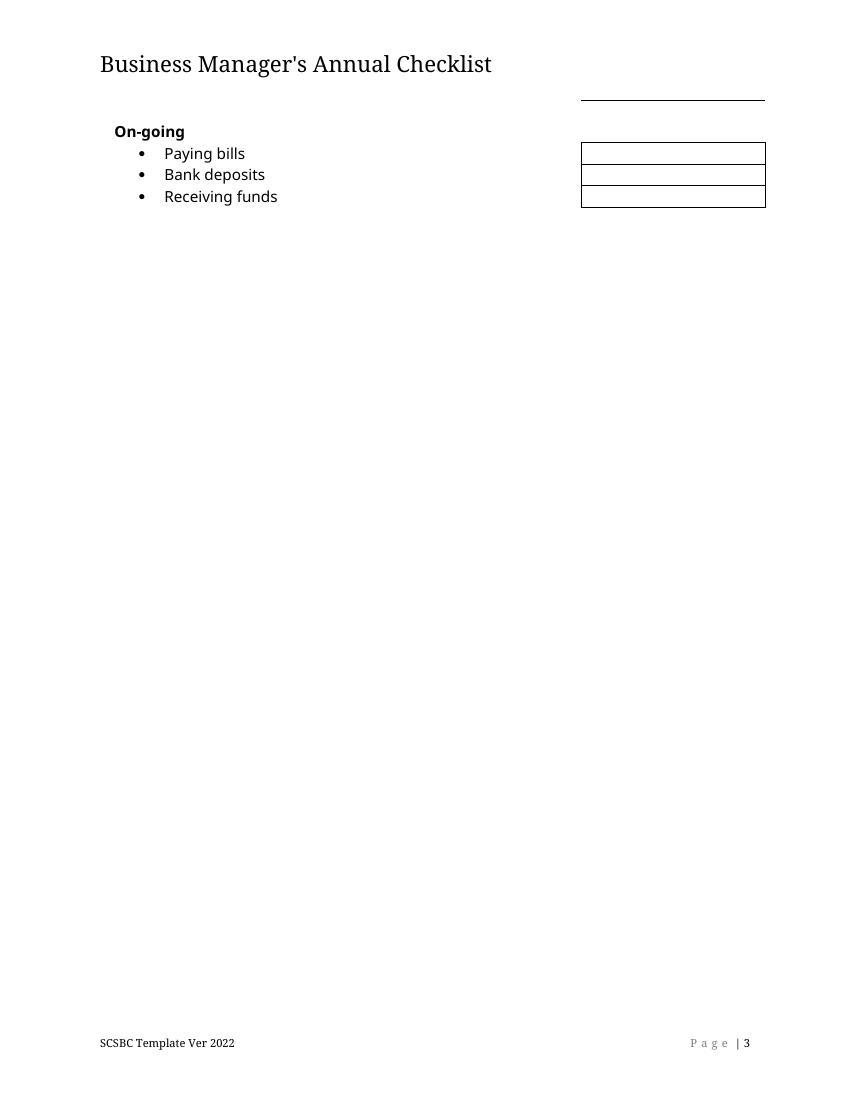 Business Manager Annual Checklist Ver 2022